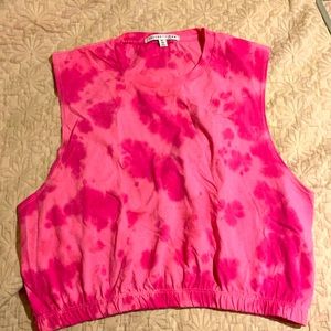 Pink tye die cropped muscle tank